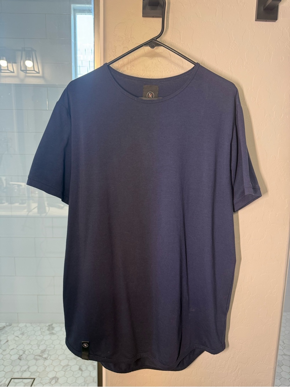 Men's Navy Crew Neck drop cut T-Shirt